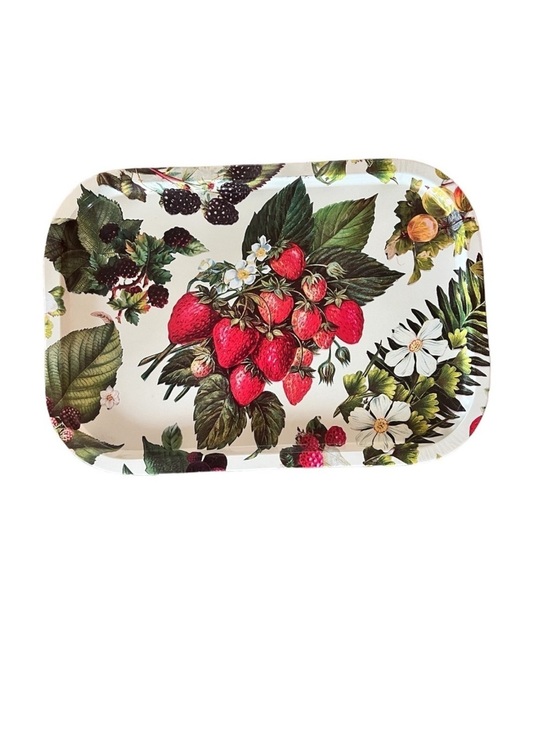 Department 56 Other - Vintage Department 56 Berries Metal Tin Serving Tray Strawberries Retro